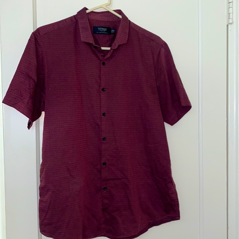 TopMan burgundy button down shirt size: L
